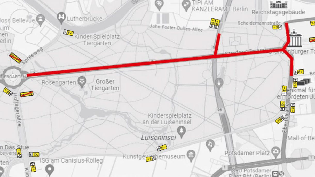 Die Straße des 17. Juni in Berlin wird für Silvester voll gesperrt. Ab Weihnachten.