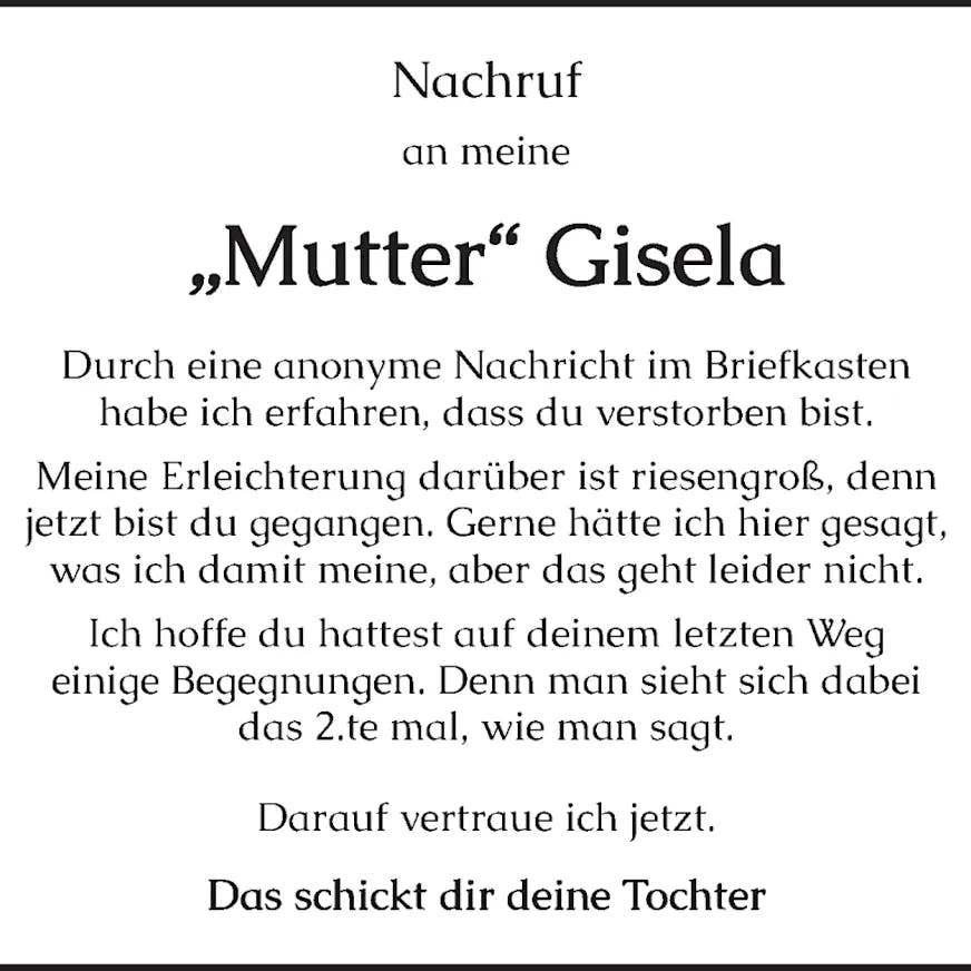 Der bitterböse Nachruf.