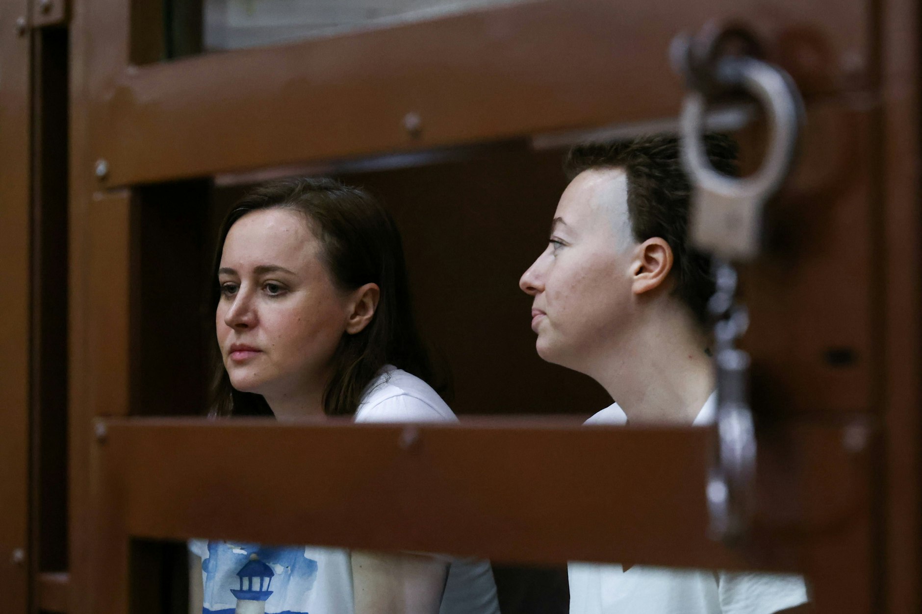 Swetlana Petrijtschuk und Schenja Berkowitsch, verurteilt zu sechs Jahren Lagerhaft, für ein Theaterstück.