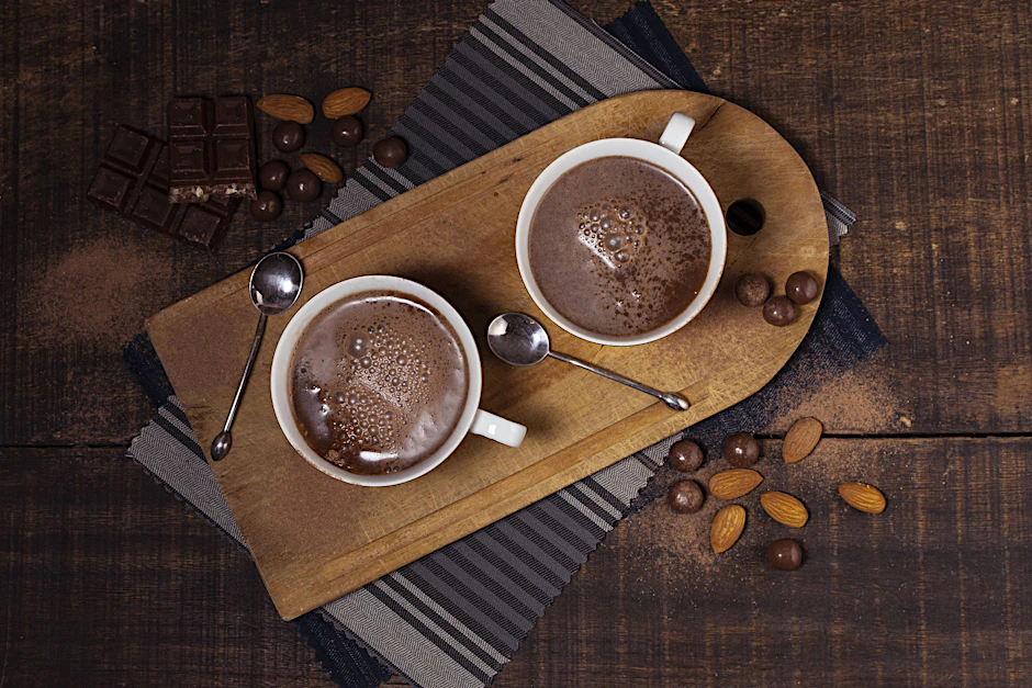 Rezept für eine dampfende Tasse heiße Schokolade, cremig und ganz ohne Zucker – der perfekte Begleiter für gemütliche Wintermomente!