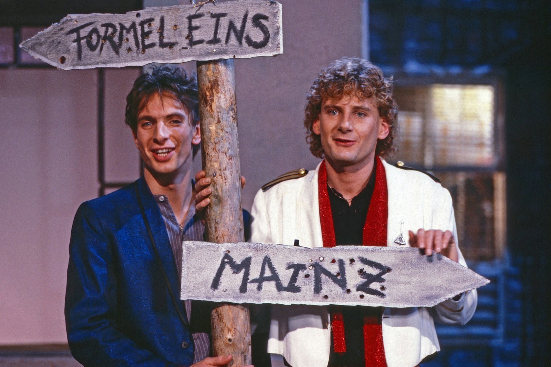 Peter Illmann und sein Nachfolger als Moderator von „Formel Eins“: Ingolf Lück (links) 1984.