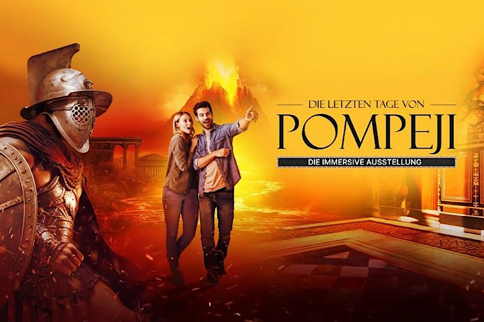 Es wird heiß und emotional in der neuen immersiven Ausstellung <em>Die letzten Tage von Pompeji</em>. Erleben Sie das lebendige Treiben der antiken Stadt – und werden Sie Zeuge ihres tragischen Untergangs. Unbedingt ansehen!