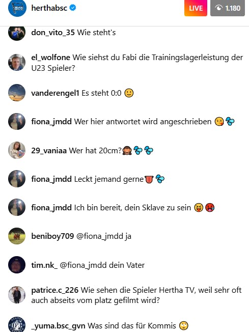 Hertha Live-Chat vom Testspiel in Spanien wurde von Sex-Bots attackiert