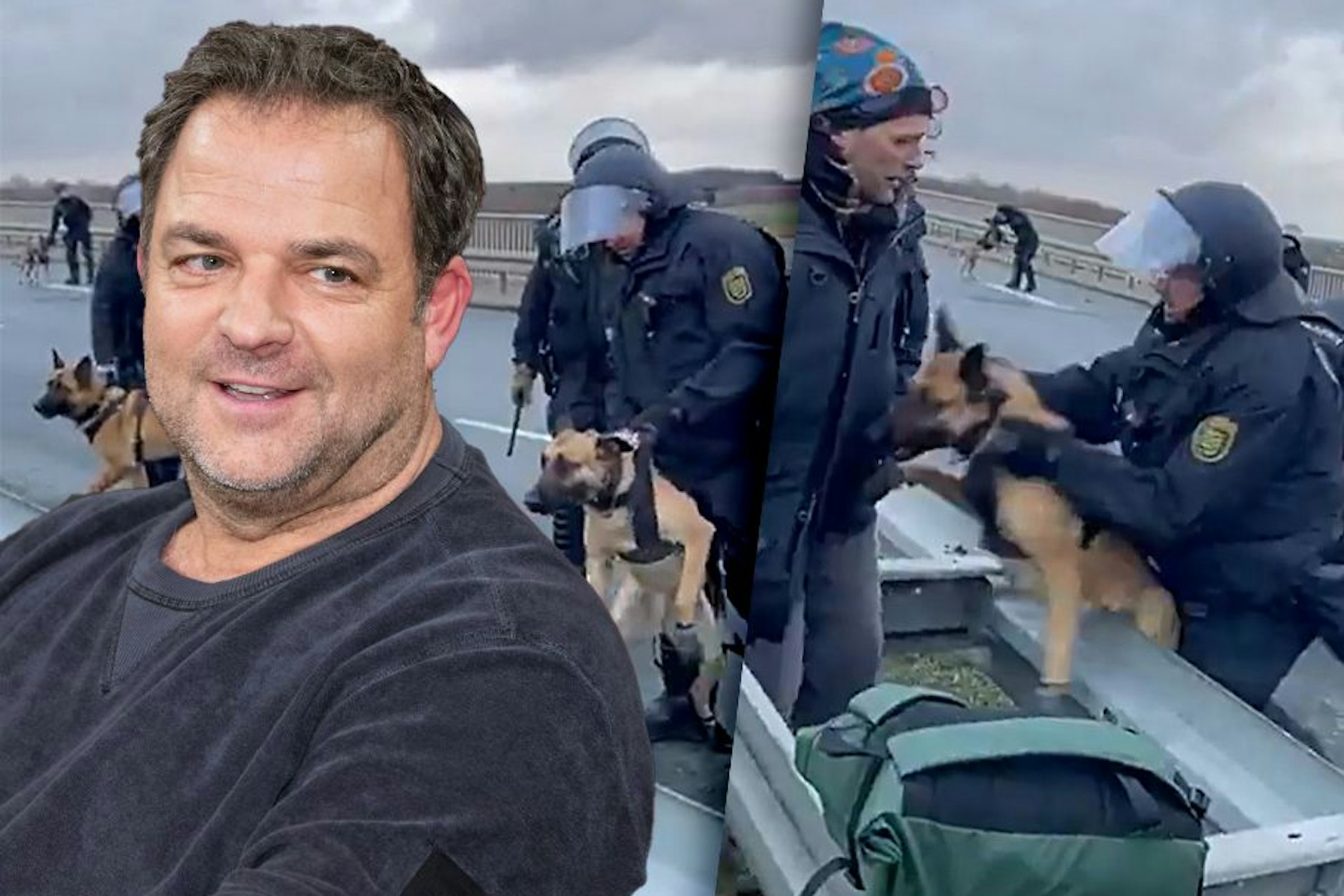 Auf Instagram nimmt sich Martin Rütter das Video von einem Polizeieinsatz mit Hunden am Rand des AfD-Parteitags in Riesa vor.