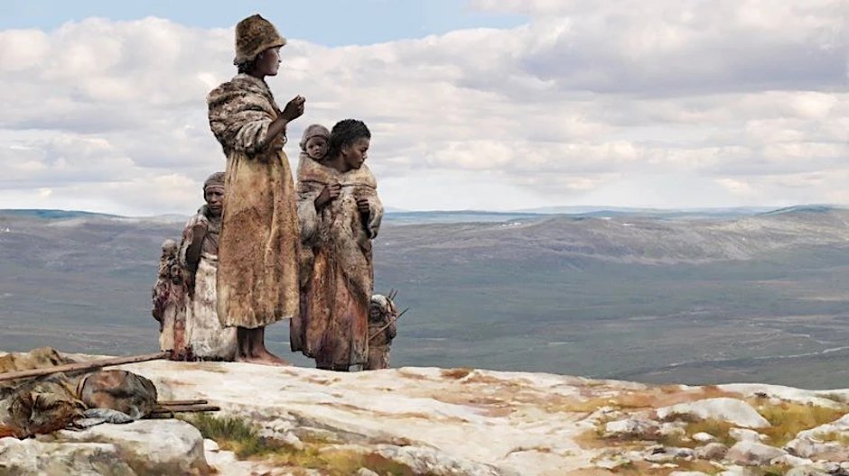 So könnten die ersten modernen Menschen (Homo sapiens) ausgesehen haben, die vor 45.000 Jahren durch die offenen, kalten Steppenlandschaften gezogen sind, wo heute Deutschland und Tschechien liegen.