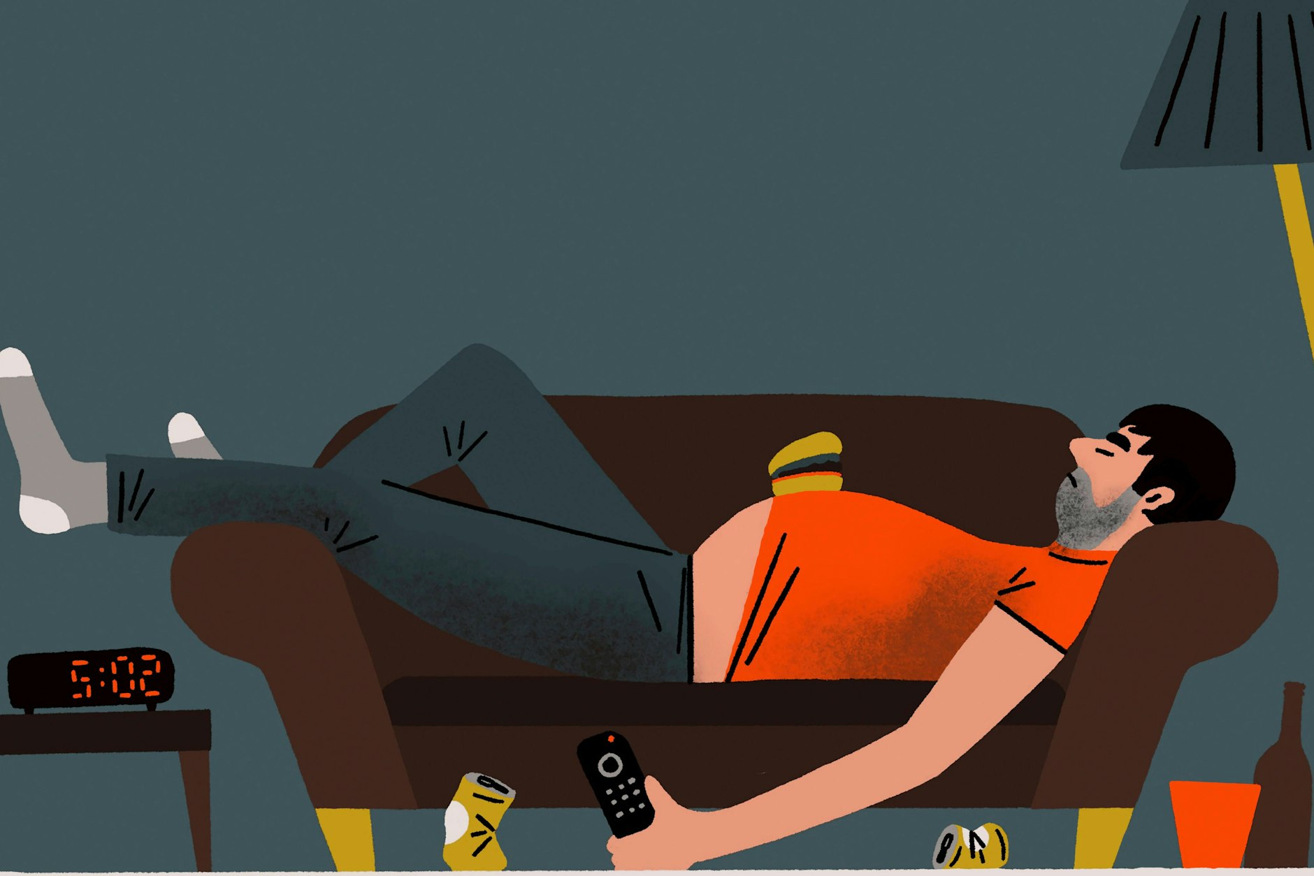 So stellt sich der Grafiker Robert Hanson das Elend vor: „Ein schlafender, betrunkener Mann auf der Couch“ heißt sein Bild.