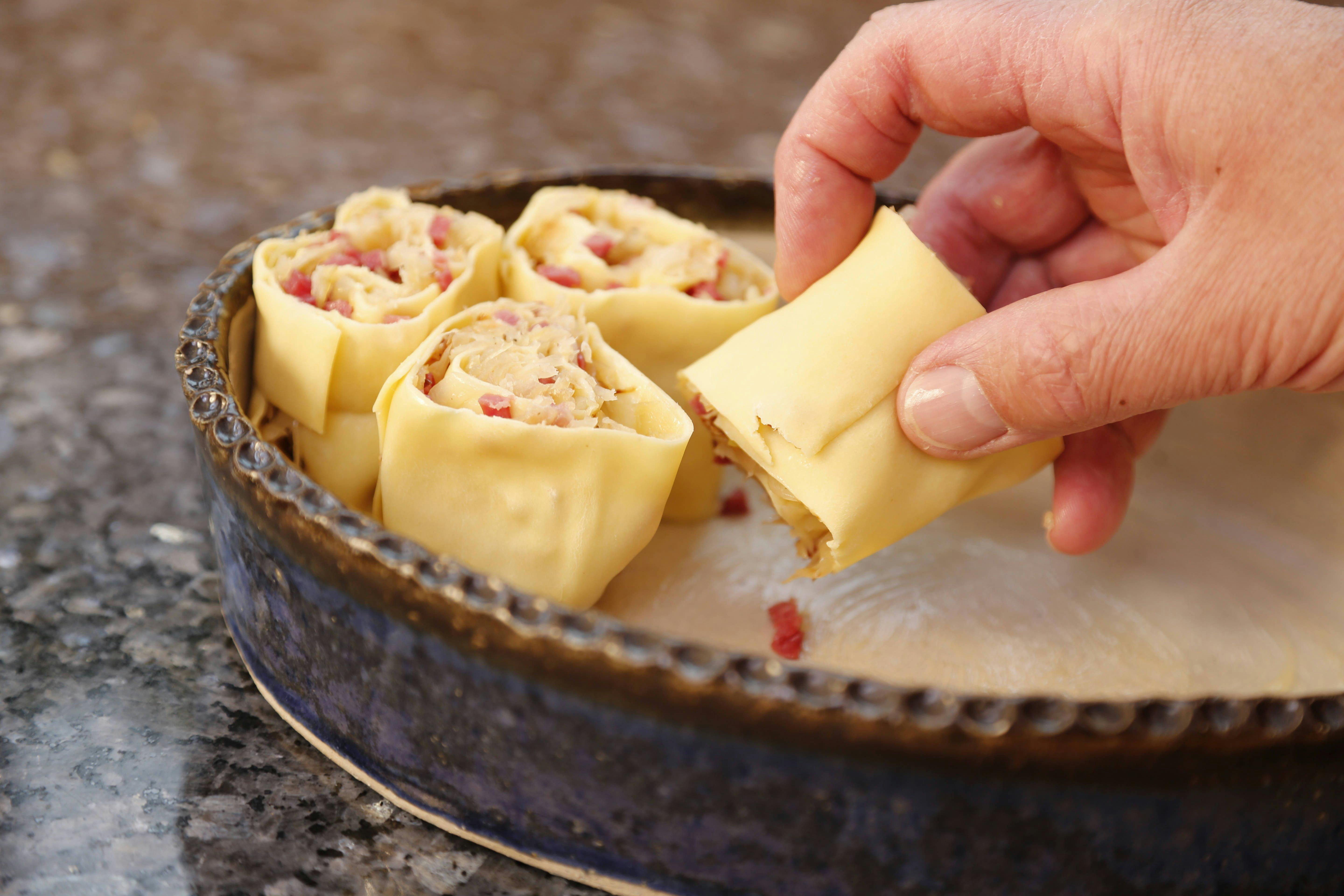 Rezept für schwäbische Krautkrapfen mit Speck – sehr lecker!