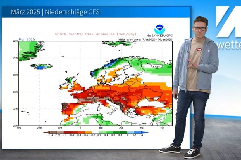 Dominik Jung zeigt: Es könnte schon im März sehr warm werden.