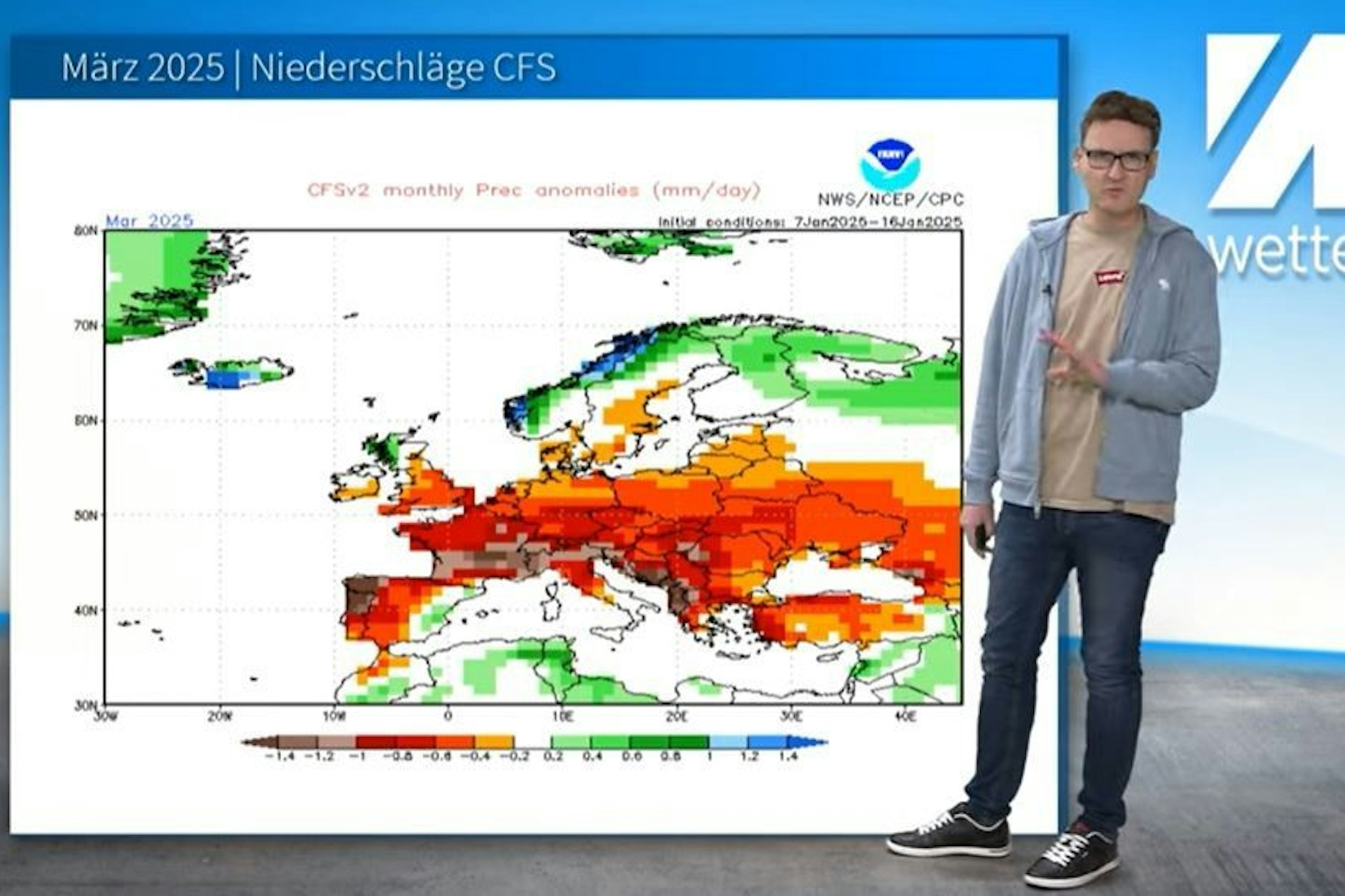 Dominik Jung zeigt: Es könnte schon im März sehr warm werden. 