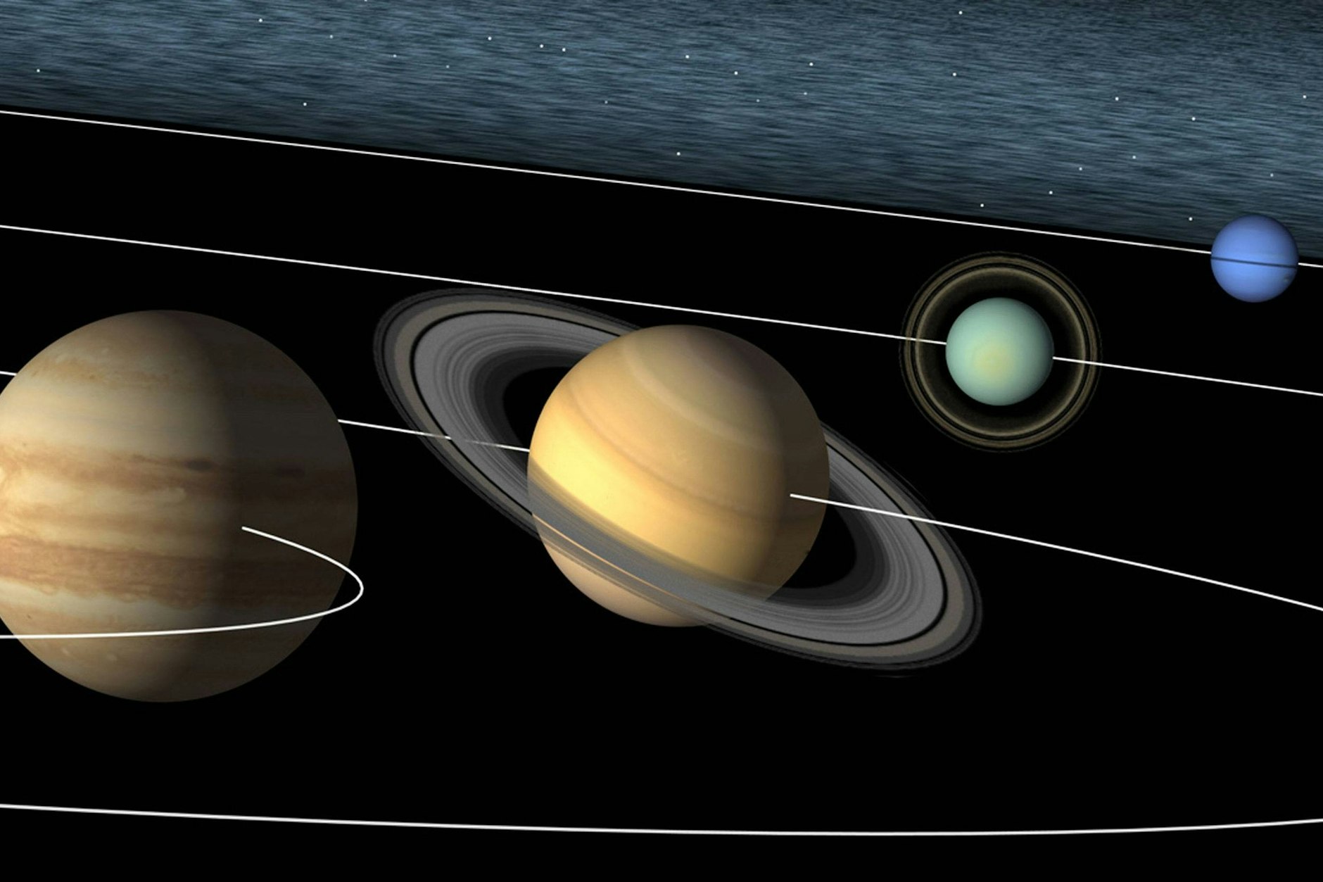 Gleich mehrere Planeten des Sonnensystems sind in der Nacht zu sehen.