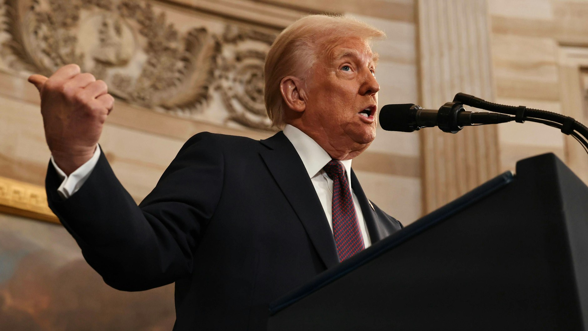 Präsident Donald Trump bei seiner ersten Rede. 