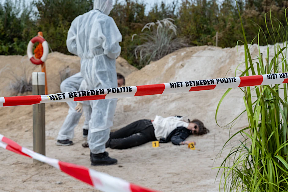 Die Leiche einer Frau wird in den niederländischen Dünen gefunden. Nachgestellte Szene des Falls von vor 20 Jahren in „Aktenzeichen XY … ungelöst“.