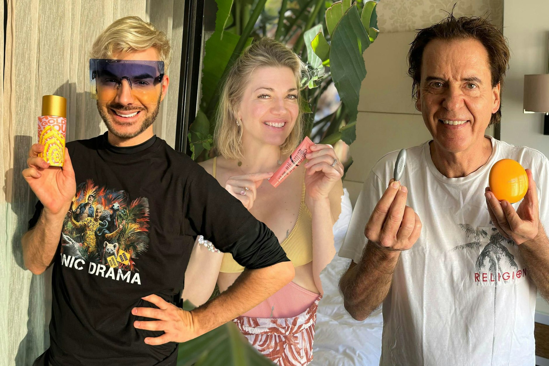 Welche Luxusgegenstände nehmen die Stars mit ins Dschungelcamp 2025? Hier zeigen Sam Dylan, Nina Bott und Jörg Dahlmann, was sie eingepackt haben.