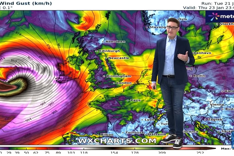 Da braut sich ein heftiger Orkan im Westen zusammen, bis zu 280km/h-Böen sind laut Wetter-Experte Dominik Jung möglich.
