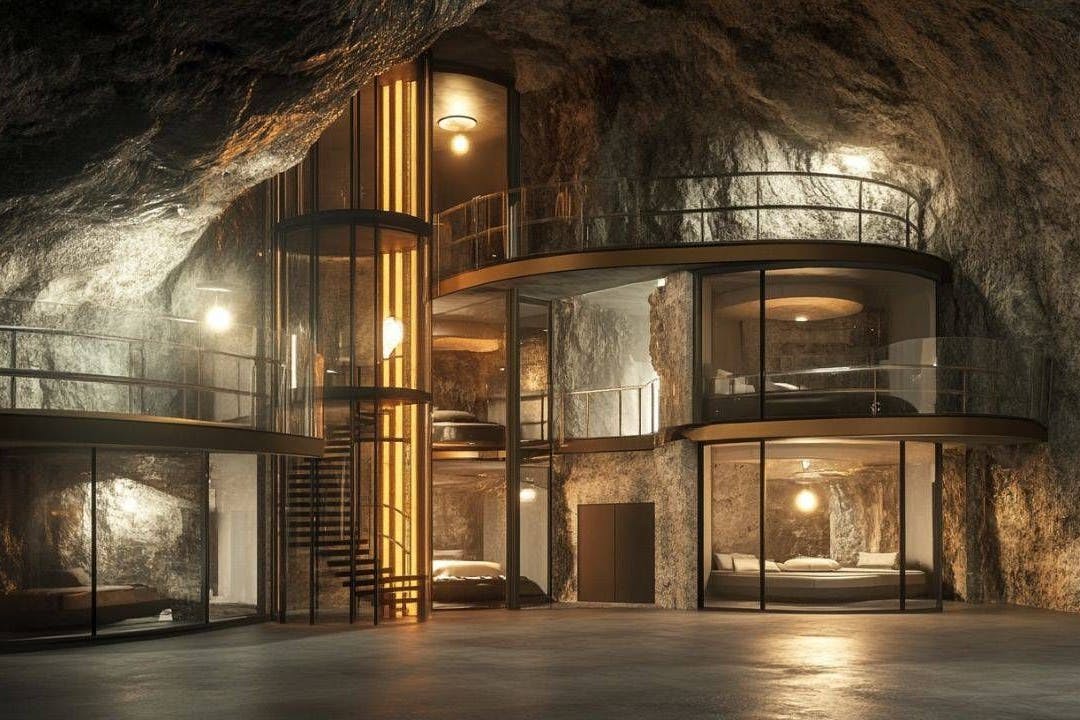 Visualisierungen zeigen, wie der unterirdische Bunker für Superreiche in Amerika aussehen soll. Hier soll Platz für 625 Menschen sein - wenn sie das entsprechende Kleingeld haben.