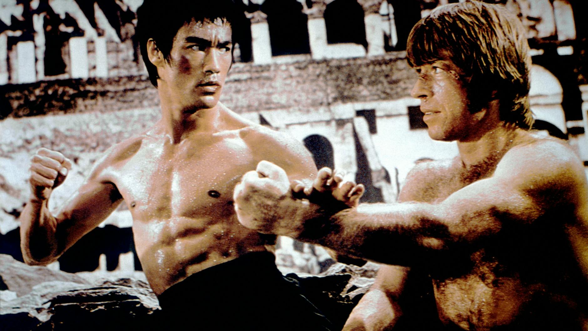 Chuck Norris und Bruce Lee in einer Szene des Films „Die Todeskralle schlägt wieder zu“ aus dem Jahr 1972.