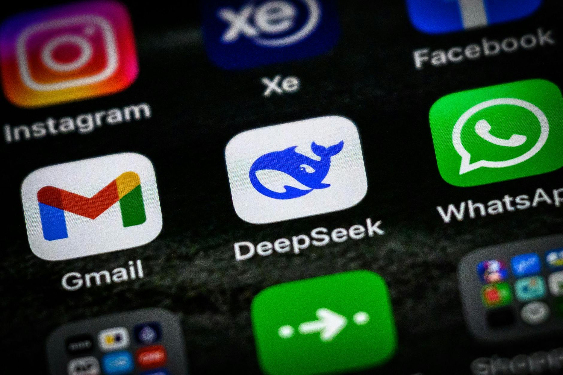 DeepSeek-Logo auf Handybildschirm.