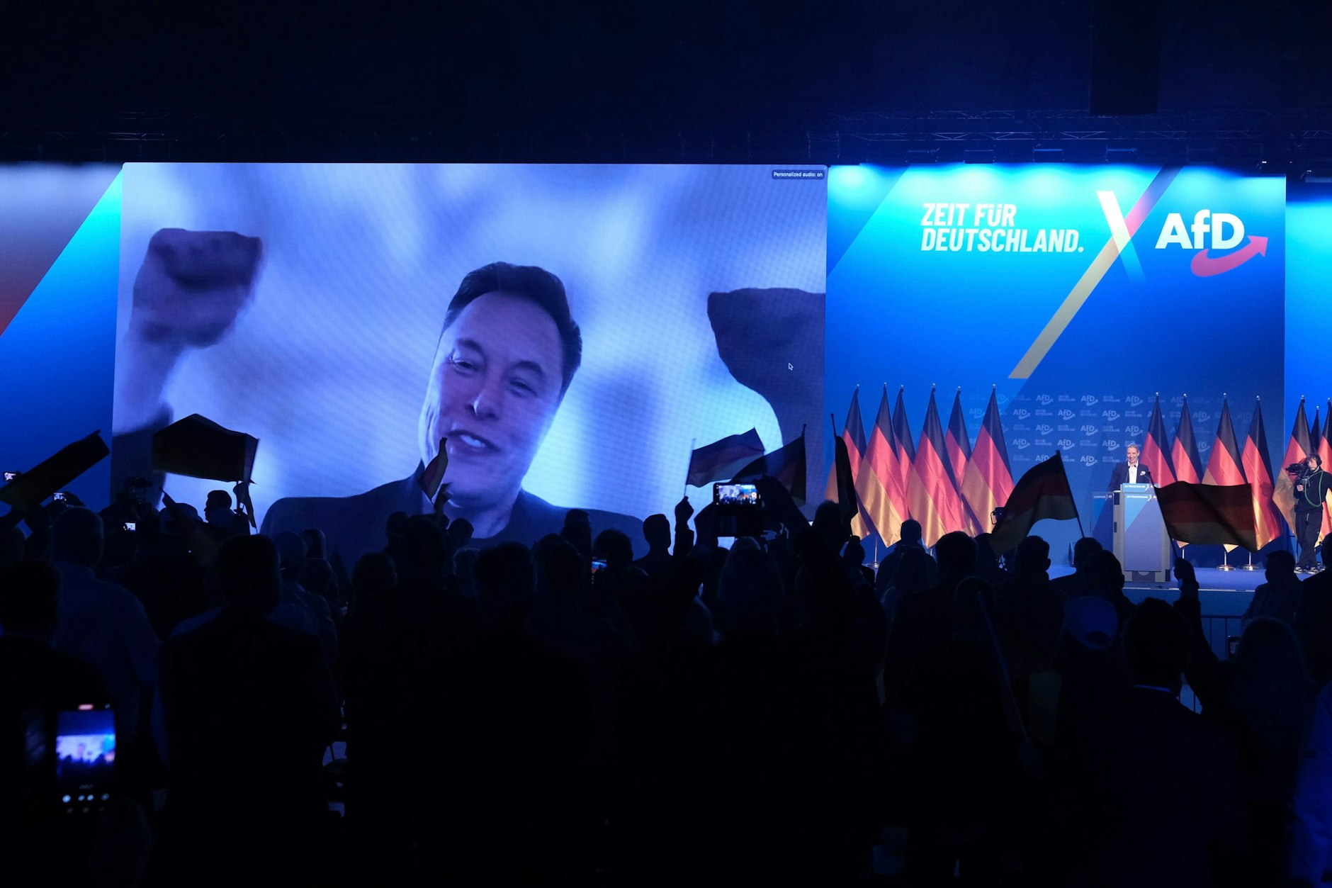 Elon Musk beim AfD-Parteitag in Halle