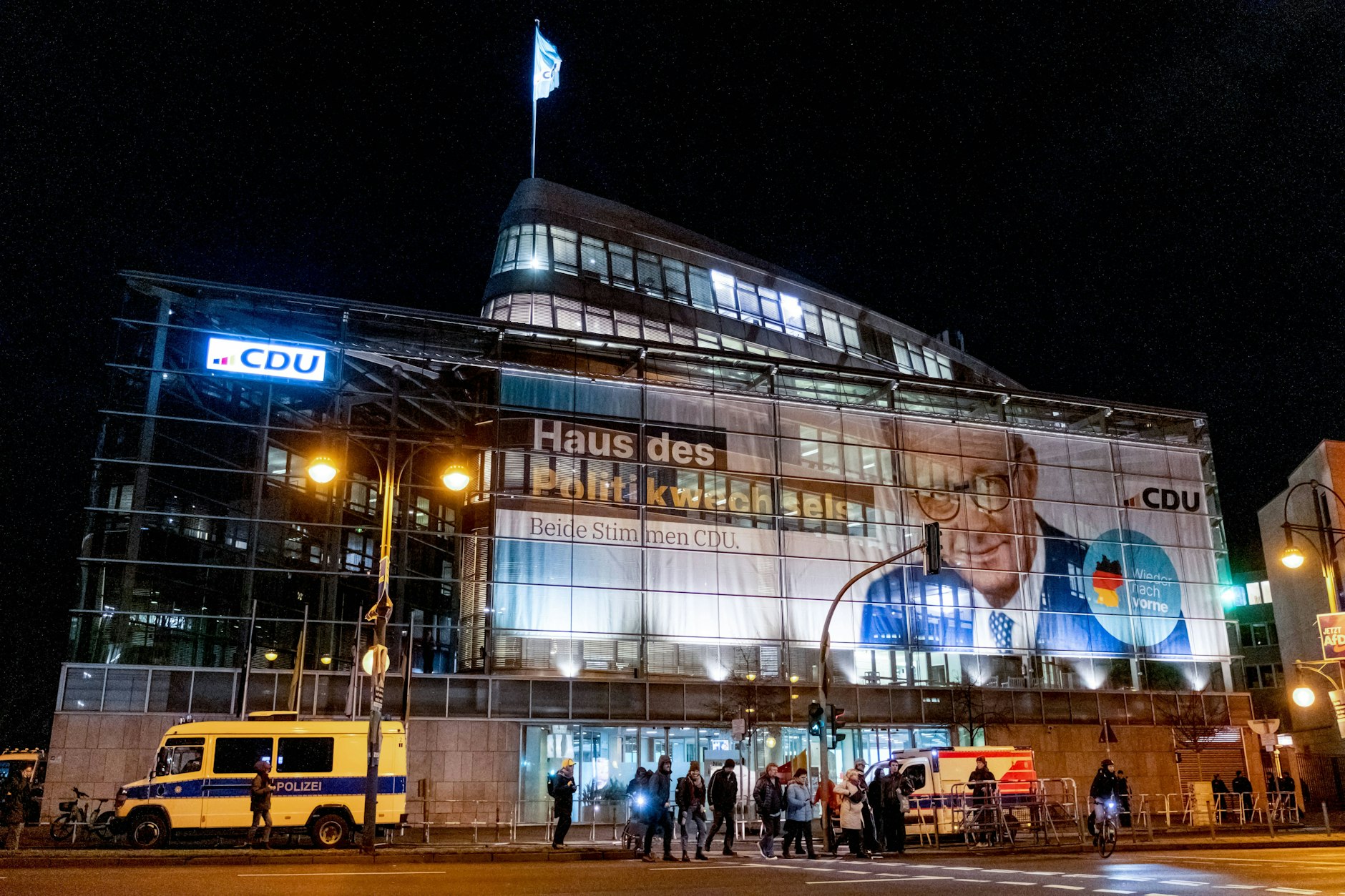 CDU-Parteizentrale am Donnerstagabend.