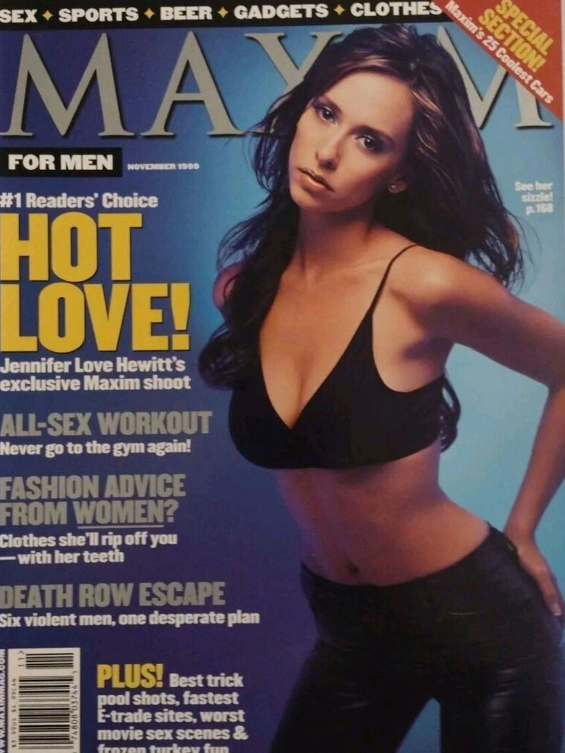 Das Cover der „Maxim“, für das sich Jennifer Love Hewitt nur mit einem Sport-BH ablichten ieß.