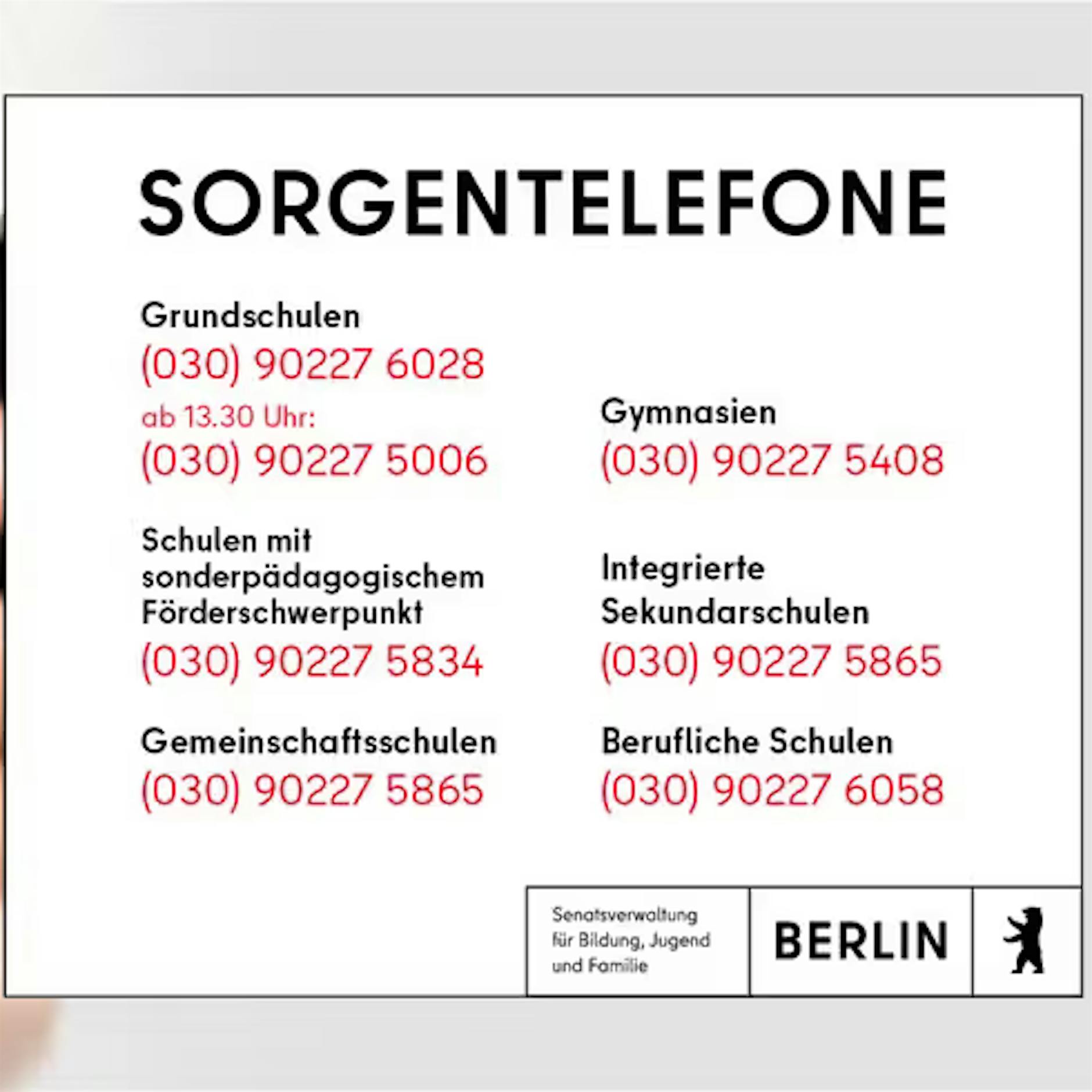 Seit 10 Uhr freigeschaltet: Die Kummer-Nummer für Berliner Schüler