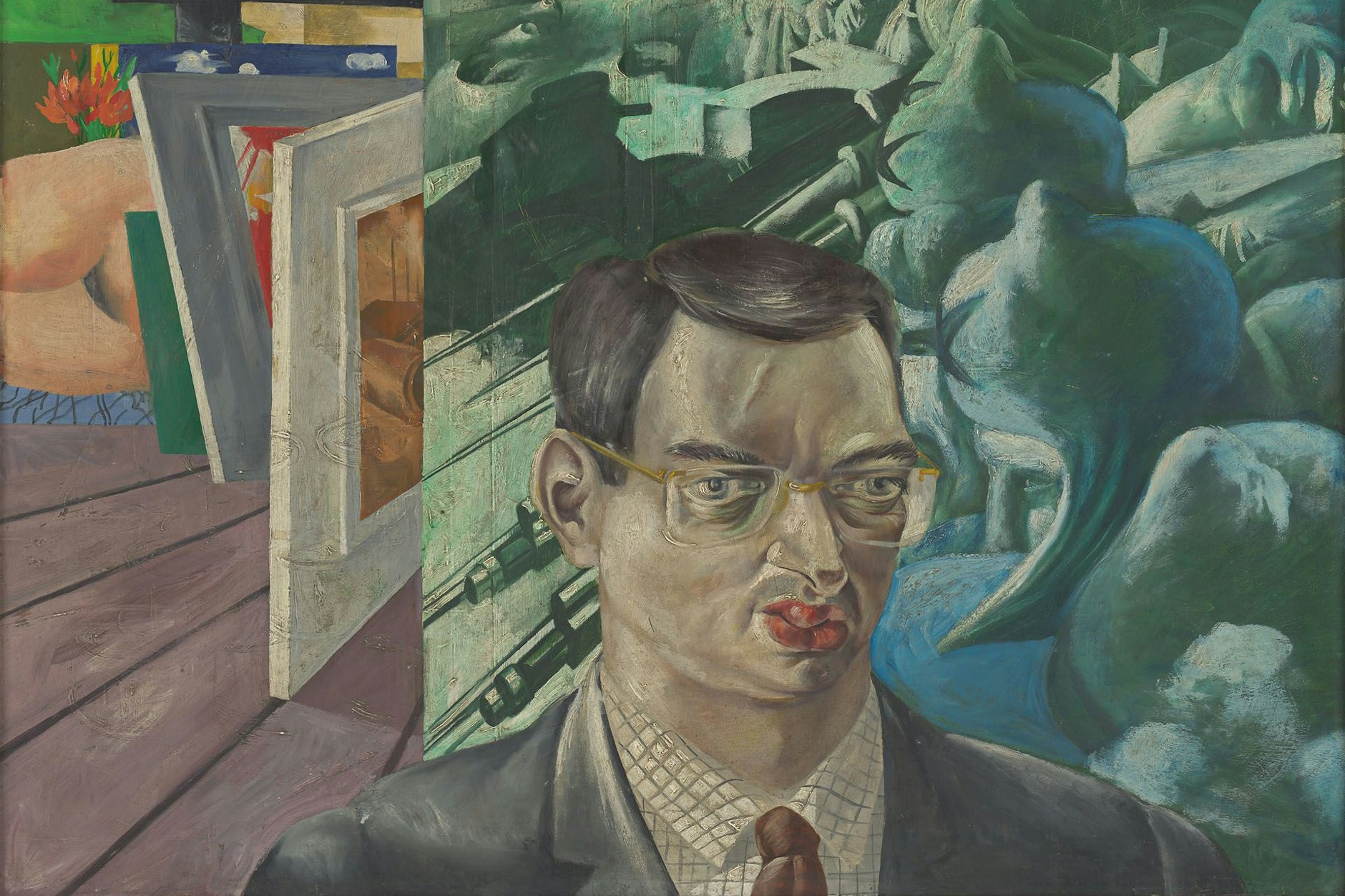 Arno Rink:„ Portrait Henry Schumann“, 1968, Öl/Hartfaser. Das Gemälde ist Ausgangsbild&nbsp; für 19 Ateliergespräche der „Dialog“-Ausstellung.