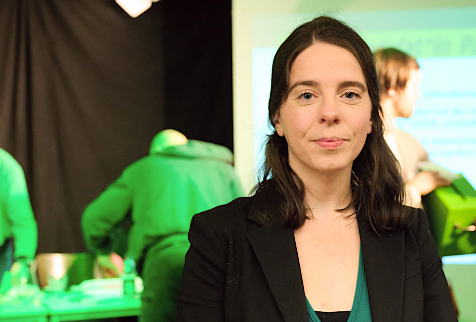Julia Schneider (Bündnis 90/Die Grünen), Mitglied im Berliner Abgeordnetenhaus, nach ihrer Wahl zur Direktkandidatin für den Wahlkreis Berlin-Pankow.