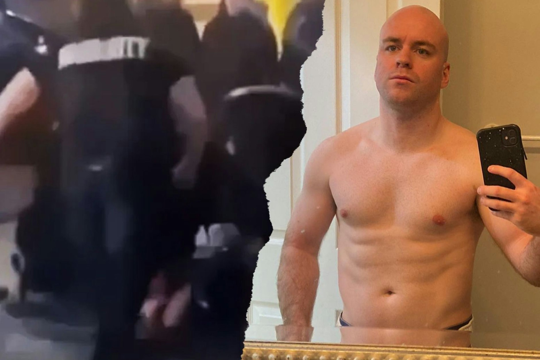 Blake McPhee  fror mit seinem Penis am Asphalt fest, als Sicherheitskräfte ihn nach einer Prügelei festhielten.