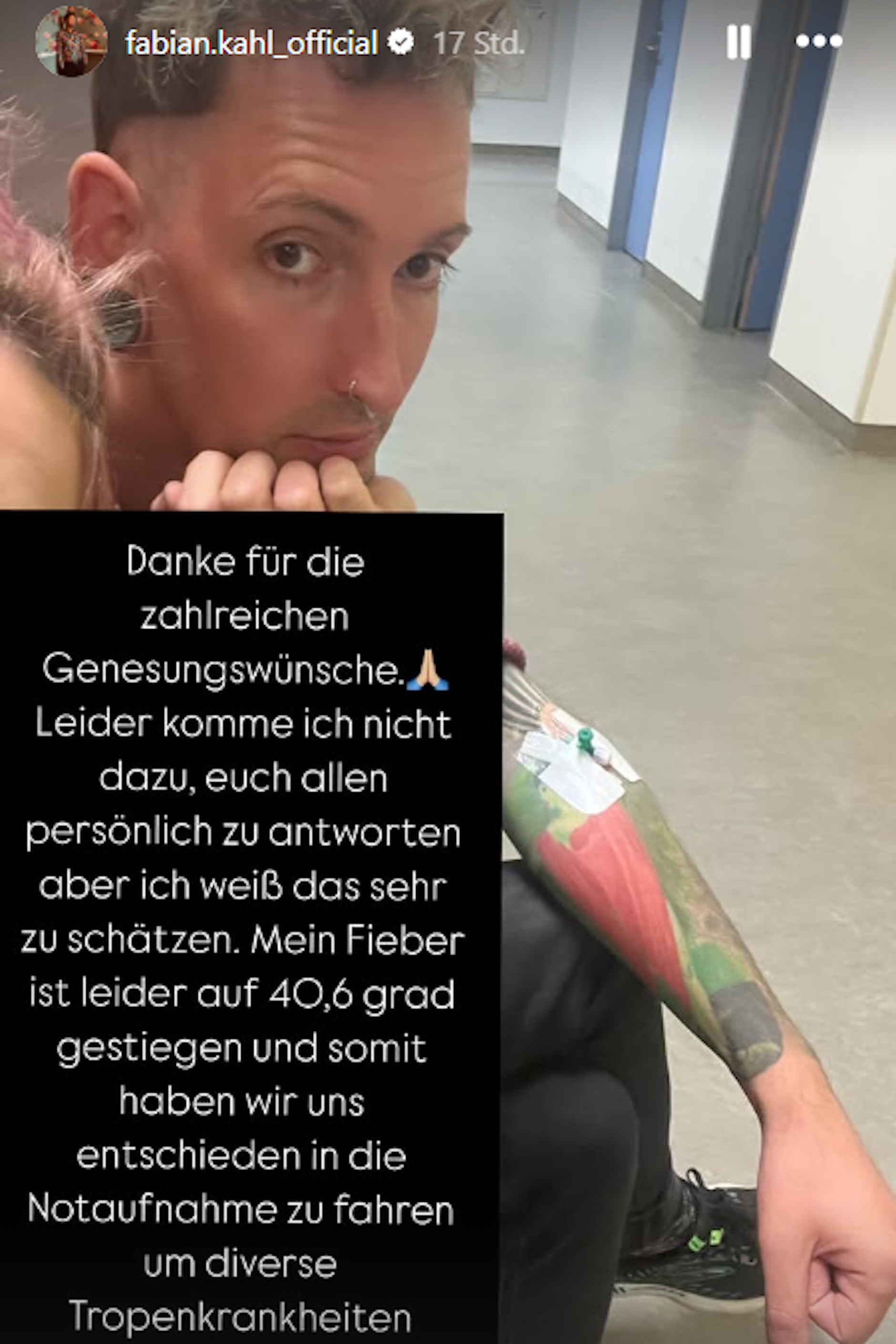 Fabian Kahl berichtet in seiner Instagram-Story vo