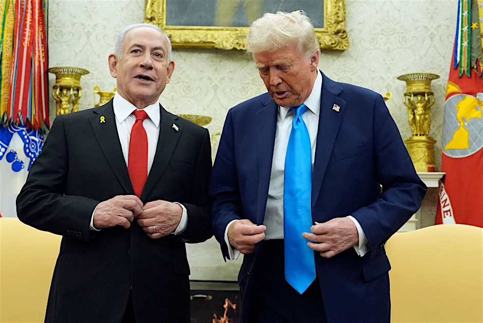 US-Präsident Donald Trump trifft sich mit Israels Premierminister Benjamin Netanjahu im Oval Office des Weißen Hauses.