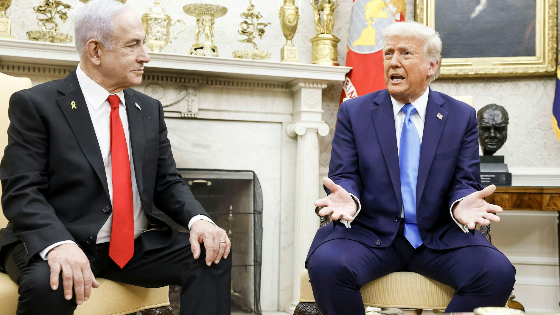 Donald Trump mit Israels Ministerpräsident Benjamin Netanjahu im Weißen Haus am 4. Februar. „Die USA werden den Gazastreifen übernehmen“, sagte der US-Präsident nach dem Treffen..