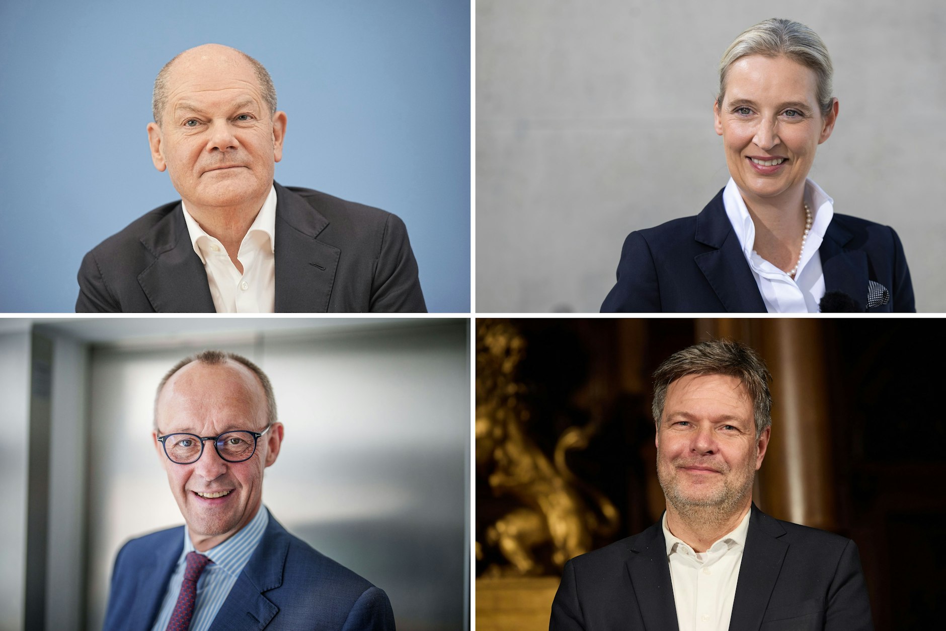 Die vier Kandidaten Scholz,Weidel, Merz und Habeck.