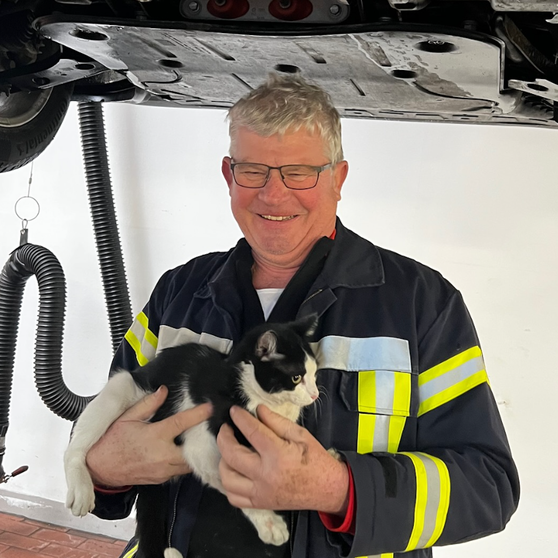 Unverletzt konnte der Kater aus dem Auto befreit werden.