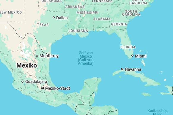 Google-Maps-Nutzern außerhalb der USA werden künftig beide Namen, Golf von Mexiko und Golf von Amerika, angezeigt.