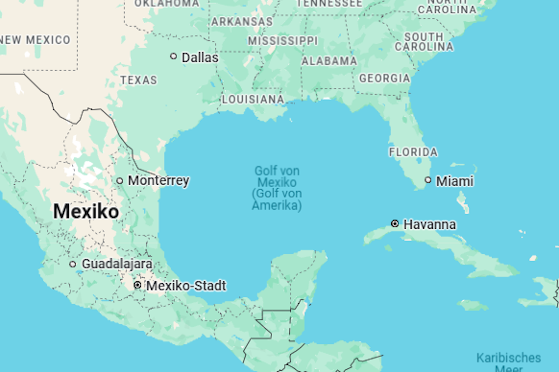 Google-Maps-Nutzern außerhalb der USA werden künftig beide Namen, Golf von Mexiko und Golf von Amerika, angezeigt.