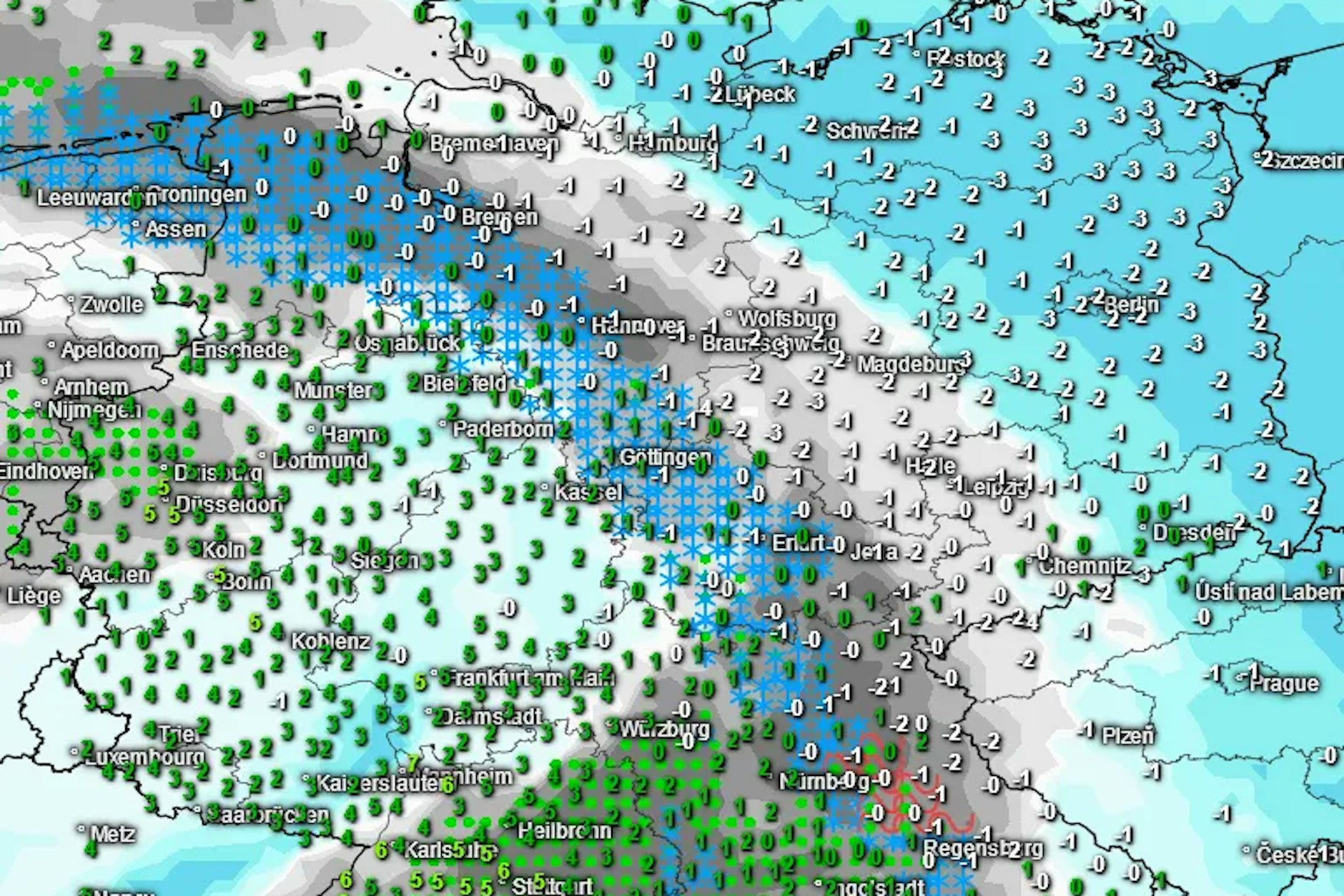 Die aktuelle Frostkarte vom Deutschen Wetterdienst.