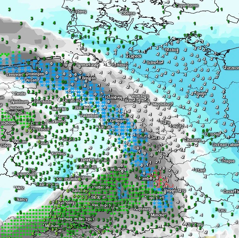 Die aktuelle Frostkarte vom Deutschen Wetterdienst.