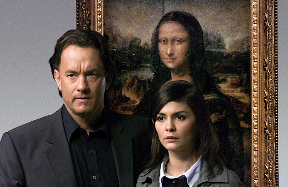 Die Schauspieler Tom Hanks und Audrey Tautou 2003 im Film „Da Vinci Code“ vor der Mona Lisa.