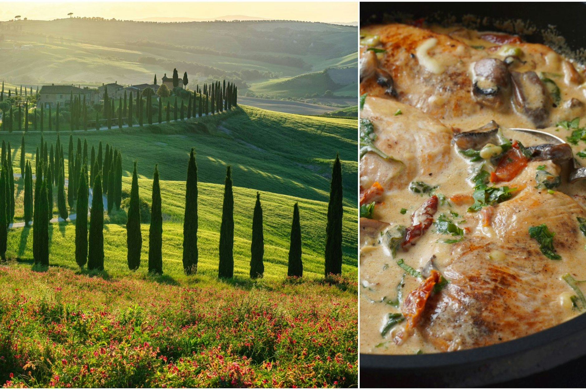 Die Toskana – das ist nicht nur Urlaub fürs Auge, sondern auch für den Gaumen. Sanfte Hügel, malerische Dörfer und eine Küche, die mit wenigen, aber hochwertigen Zutaten für geniale Gerichte sorgt. Hier das KURIER-Rezept für toskanische Hähnchenpfanne!