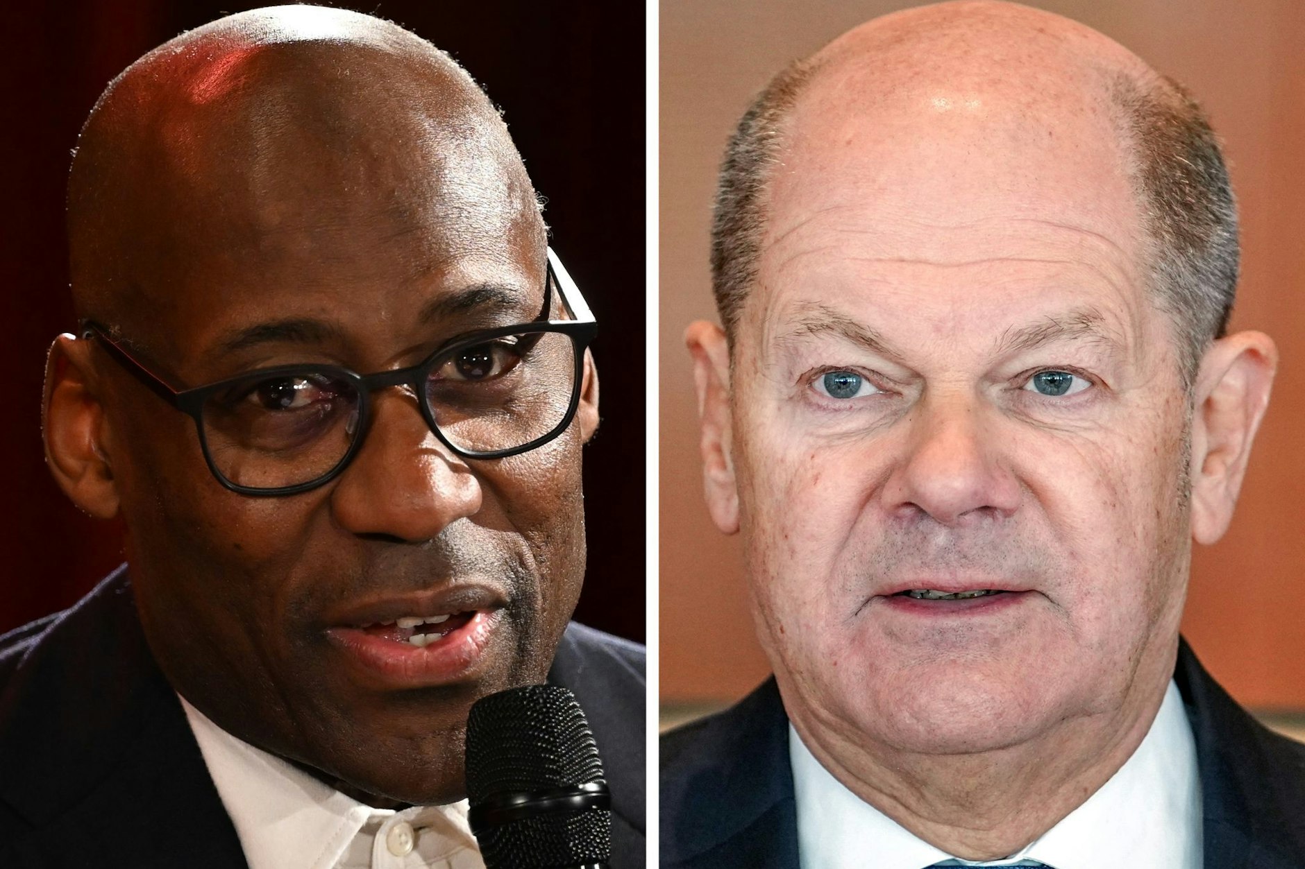 Berlins Kultursenator Joe Chialo (l, CDU), der Hofnarr der CDU? Olaf Scholz steht wegen einer Äußerung in der Kritik.
