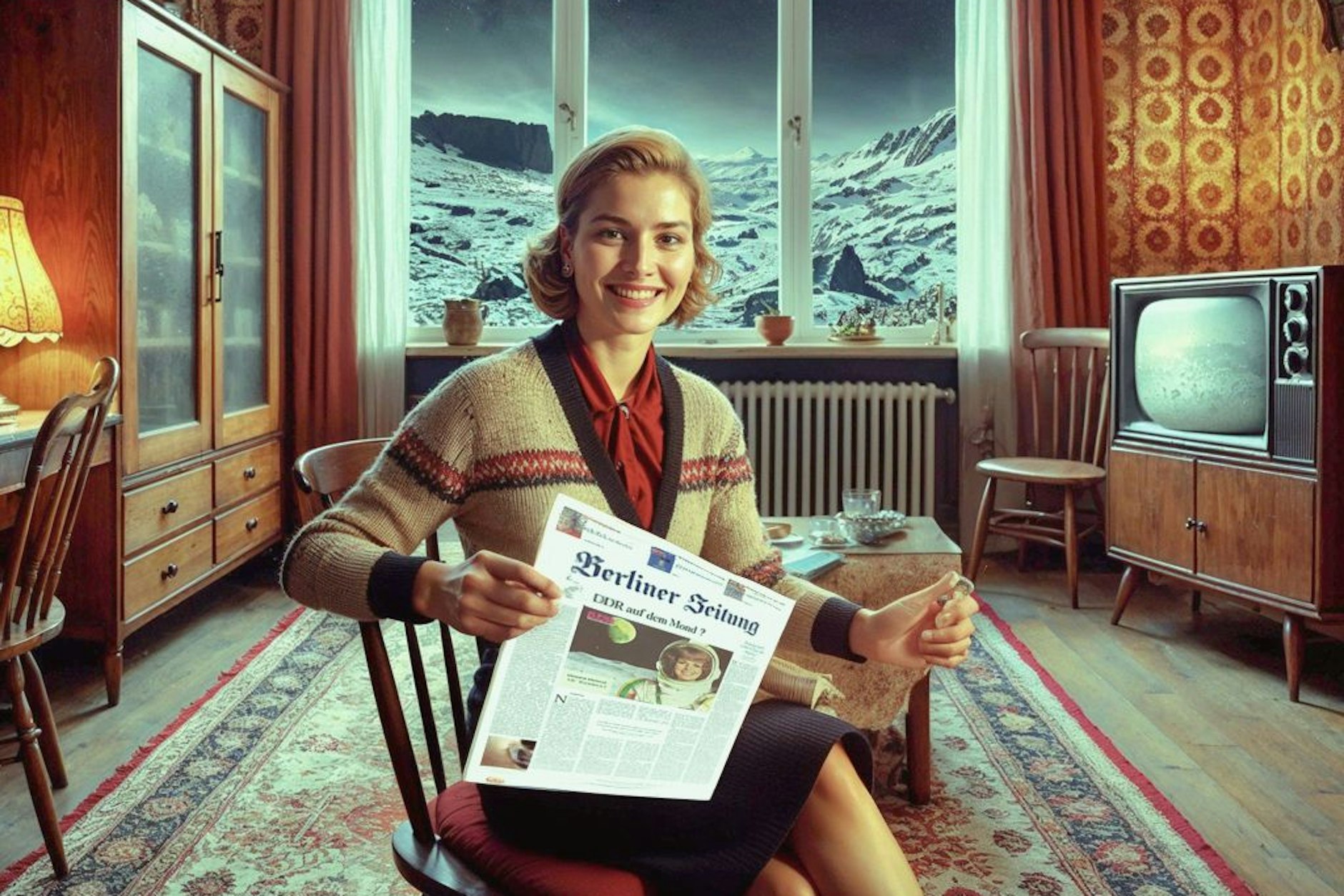 Die Protagonisten in den Videos der DDR-Mondbasis strahlen stets und lesen die Berliner Zeitung. Was denn sonst?