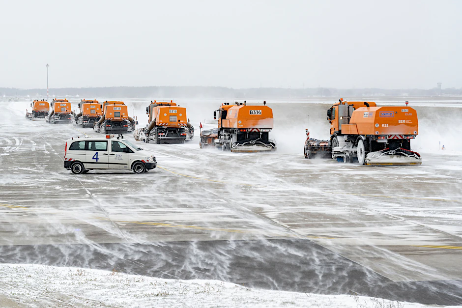 Räumfahrzeuge am Flughafen BER. (Archivfoto)