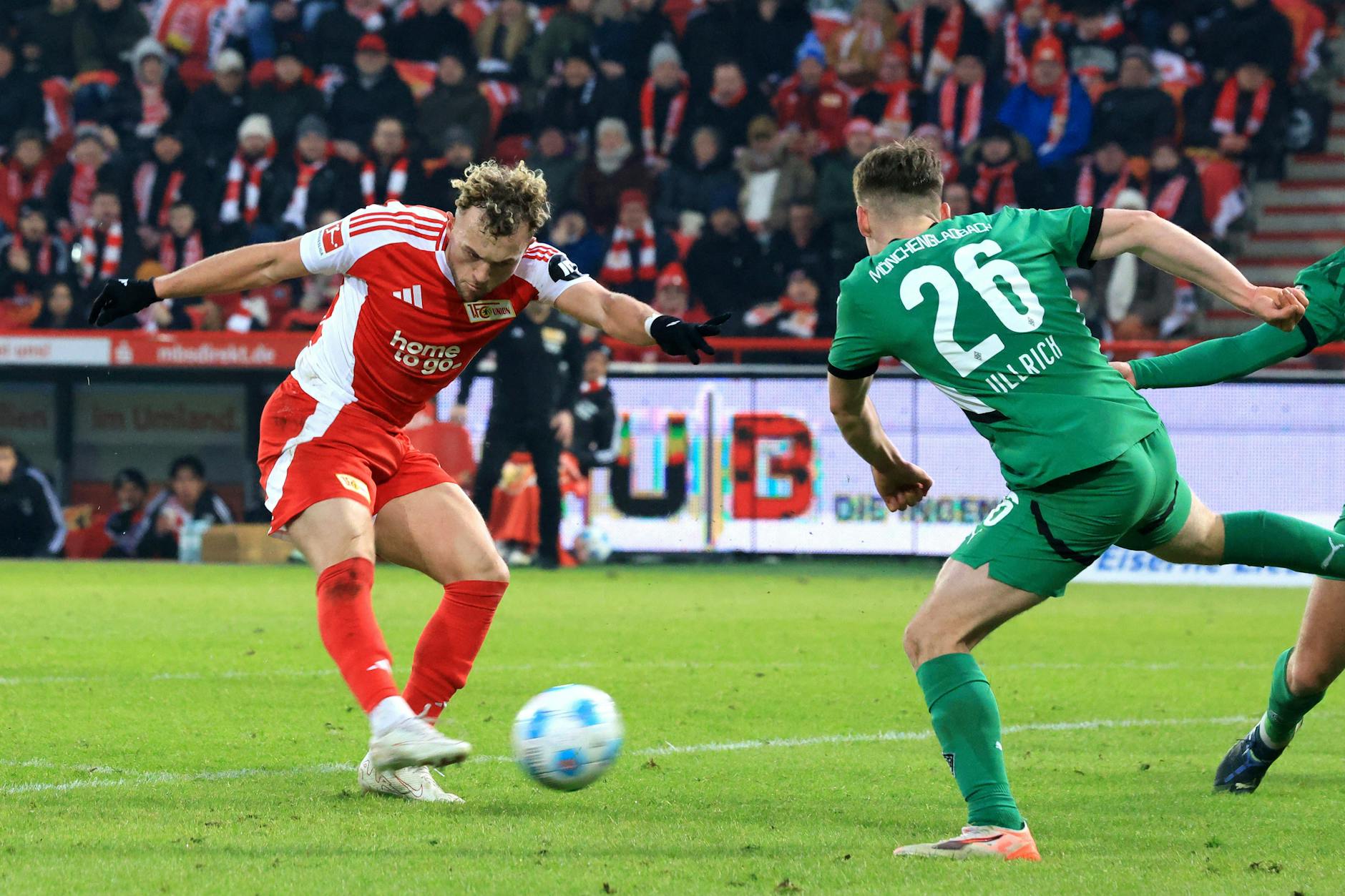 Stürmer Benedict Hollerbach hatte für den 1. FC Union gegen Borussia Mönchengladbach mehrfach den Ausgleich auf dem Fuß.