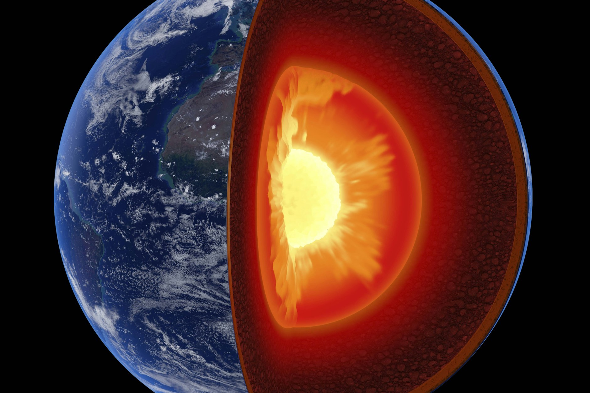 So stellt sich die Forschung die innere Erde mit dem Erdkern vor