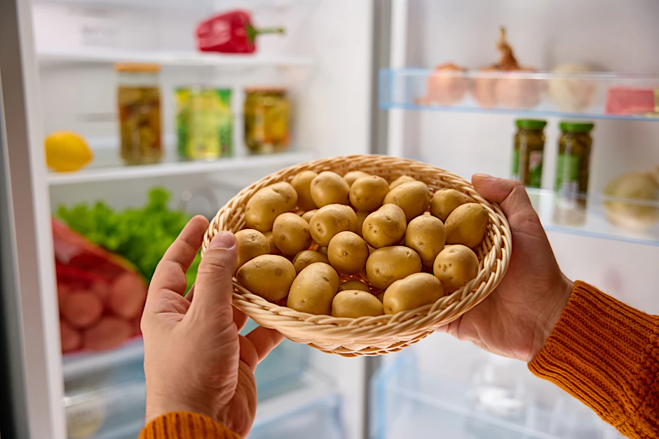 Halt, bitte nicht! Kartoffeln gehören nicht in den Kühlschrank, auch nicht ins Gemüsefach.