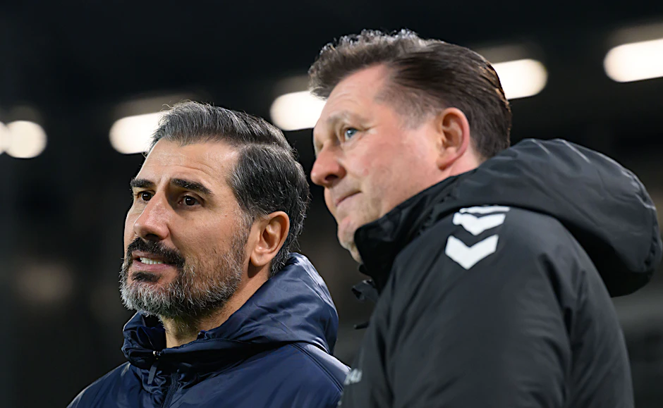 Während Cristian Fiél (l.) bei Hertha BSC als Trainer schon wieder der Vergangenheit angehört, steht Cristian Titz beim 1. FC Magdeburg für die Konstanz auf dem Trainerposten, die den Ausschlag für den sportlichen Erfolg gibt.