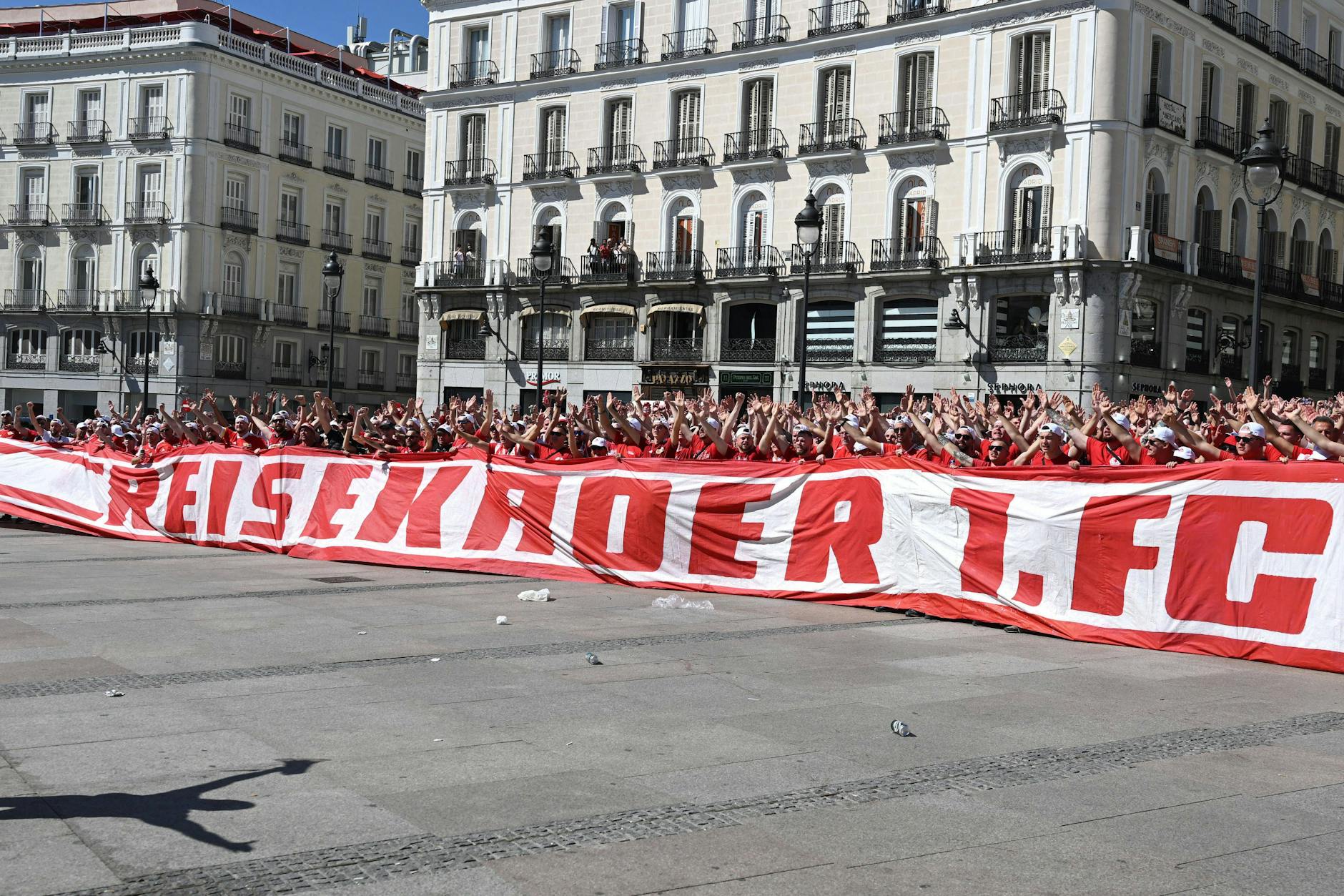 Eisernes Highlight: Mehr als 4000 Fans des 1. FC Union waren im September 2023 beim Champions-League-Spiel bei Real Madrid dabei.