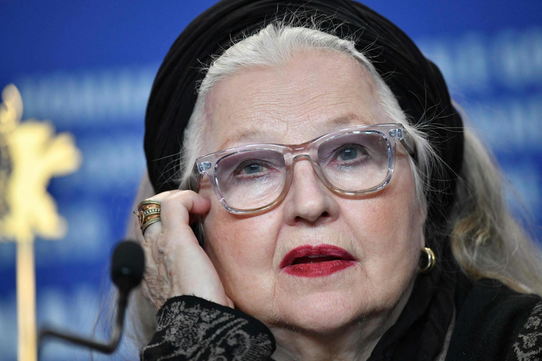 Die Schauspielerin Hanna Schygulla auf der Berlinale-Pressekonferenz, auf der sie Alice Weidel anpampte.