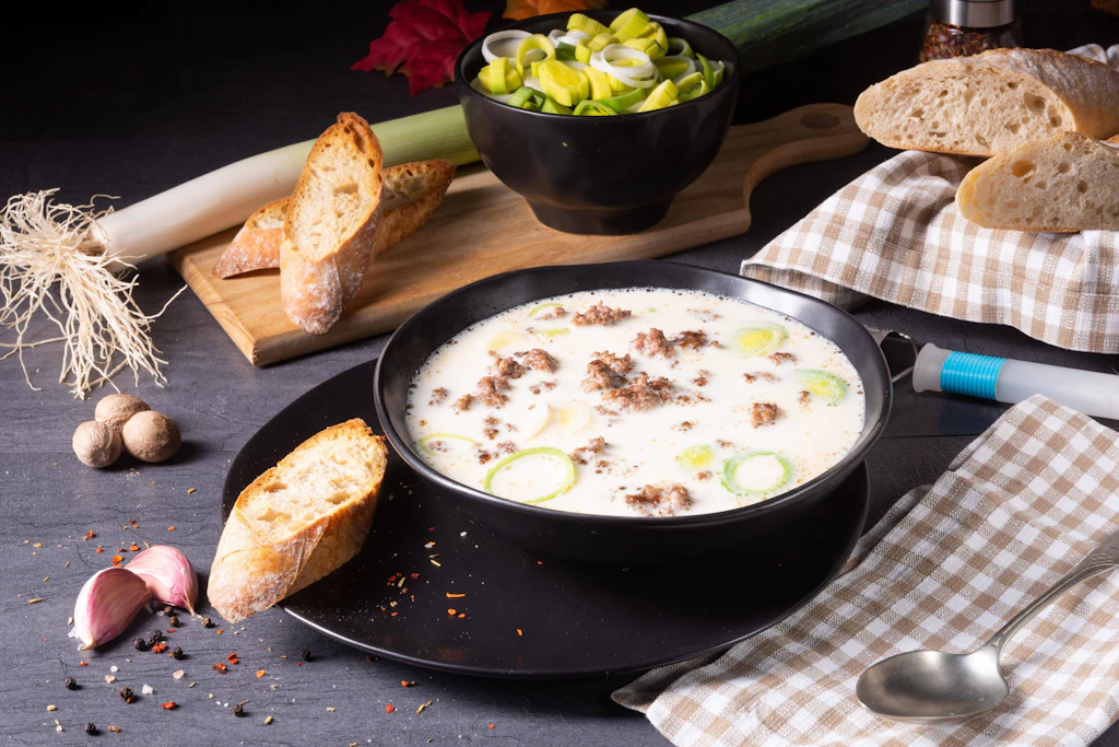 Rezept für Lauch-Käse-Suppe mit Hackfleisch – deftig, cremig und schnell gemacht