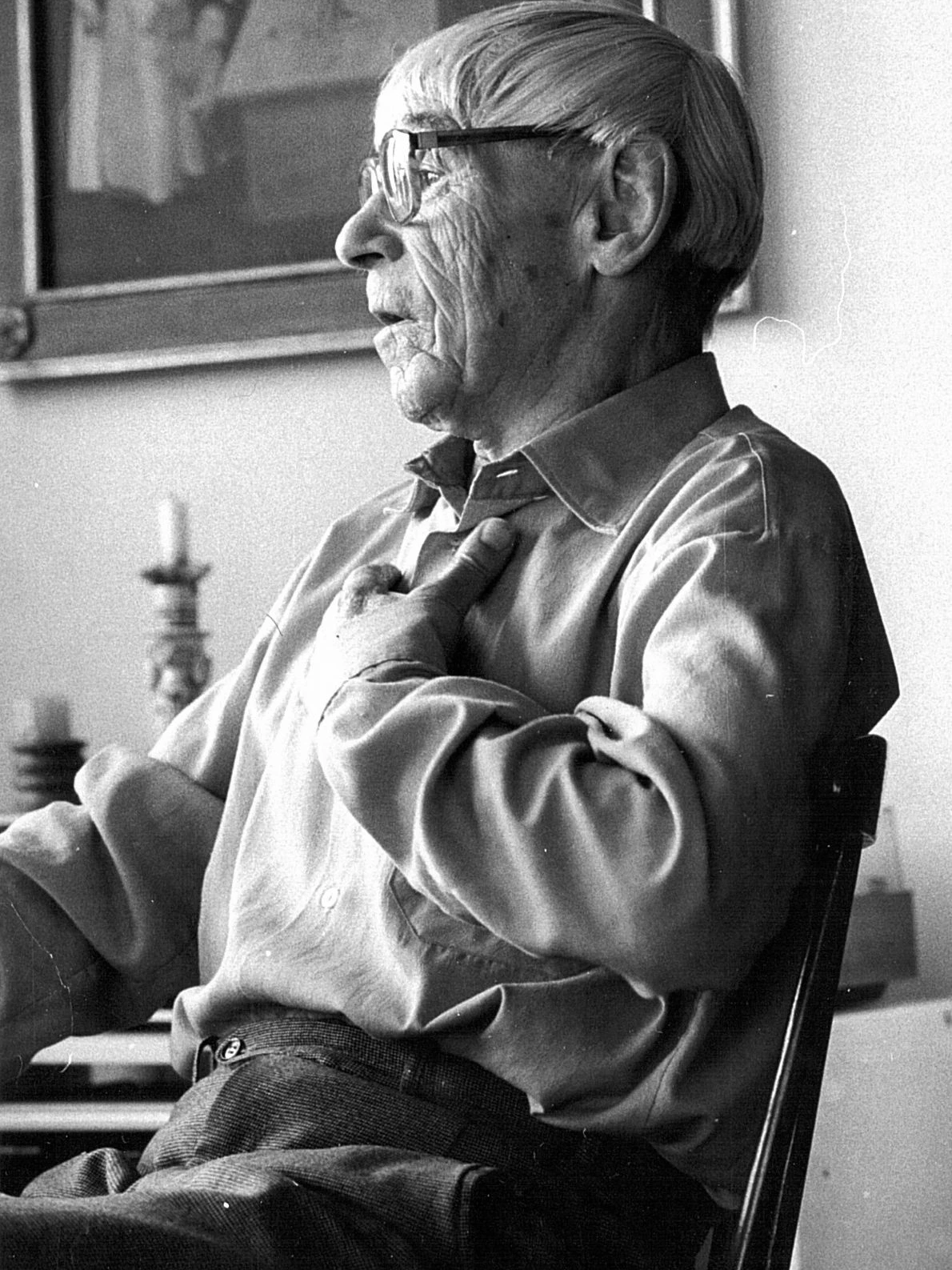 Otto Gröllmann (1902–2000) im Jahre 1990 während eines Interviews mit der Berliner Zeitung